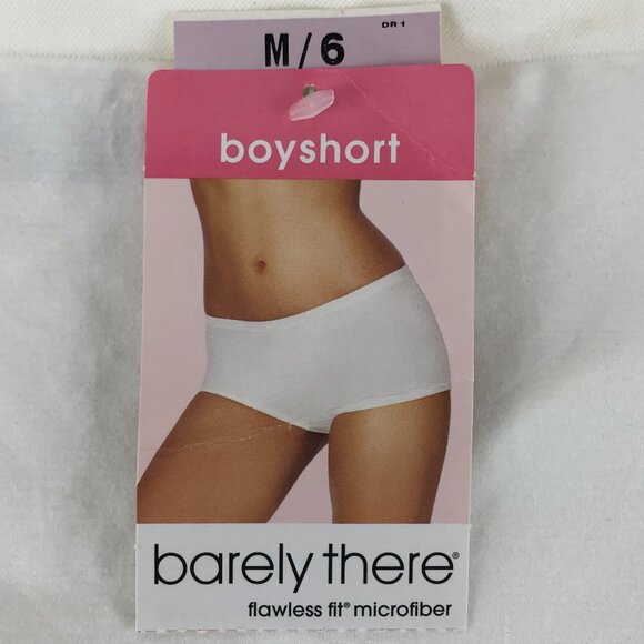 barely there Flawless Fit Microfiber White Boyshort Panty Size M/6 - Picture 9 of 11